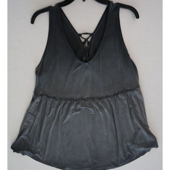 Torrid Women's Plus Sz 2 (2XL 18-20) Nine Iron Gray Lace-Up Babydoll Tank - Picture 4 of 12
